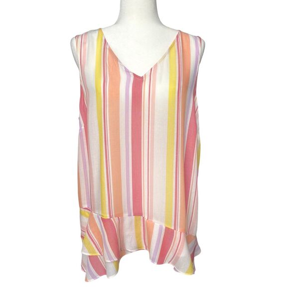 ANA A New Approach Womens Sleeveless Blouse Tank Tops Striped Size L - Set of 2 - Picture 2 of 11